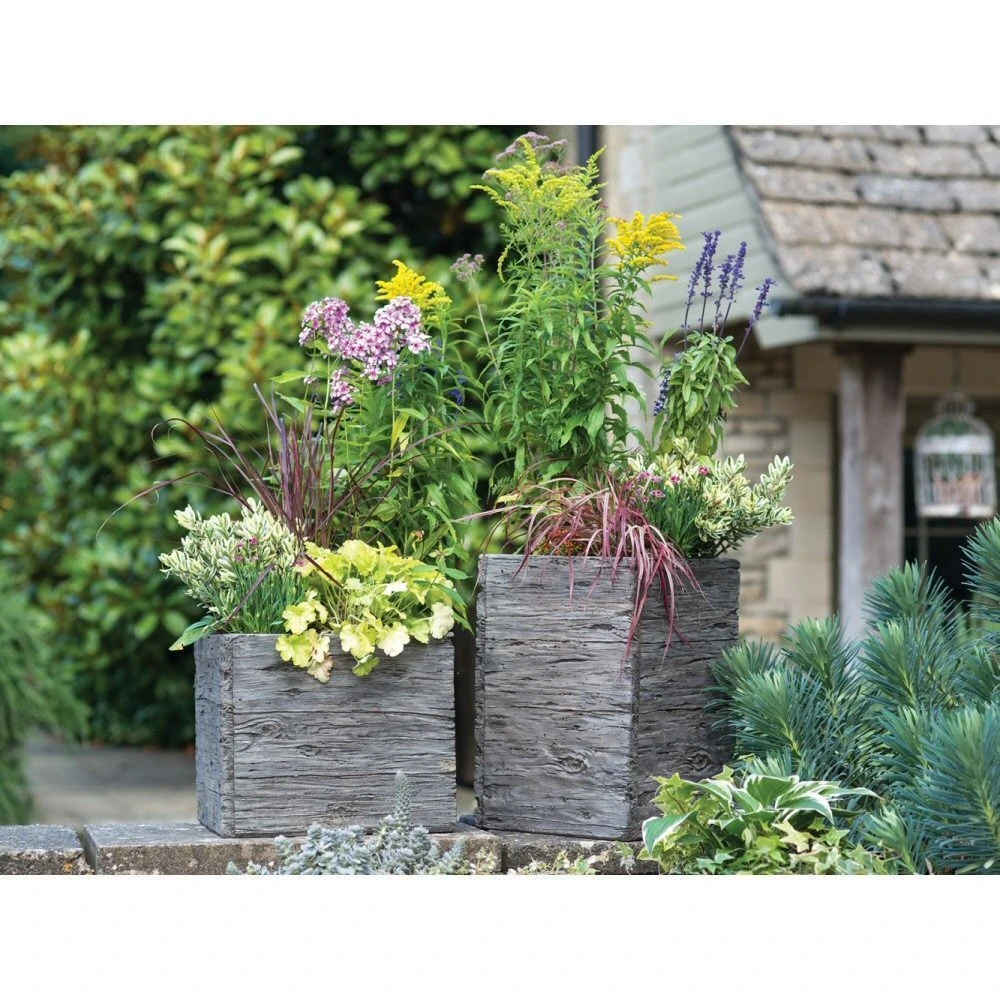 Woodlodge 25cm Square Driftwood Planter 2 Woodlodge 25cm Square Driftwood Planter - Image 2