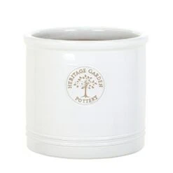 Woodlodge 38cm White / Cream Glazed Heritage Cylinder Pot 7 Woodlodge 38cm White / Cream Glazed Heritage Cylinder Pot -Wolf-Garten Shop 5021346500646 3