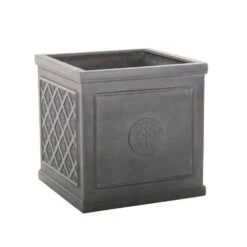 Woodlodge 27cm Black Regal Heritage Fibreclay Square Pot