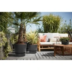 Elho 25cm Living Black Greenville Round Planter -Wolf-Garten Shop 8711904332334 4